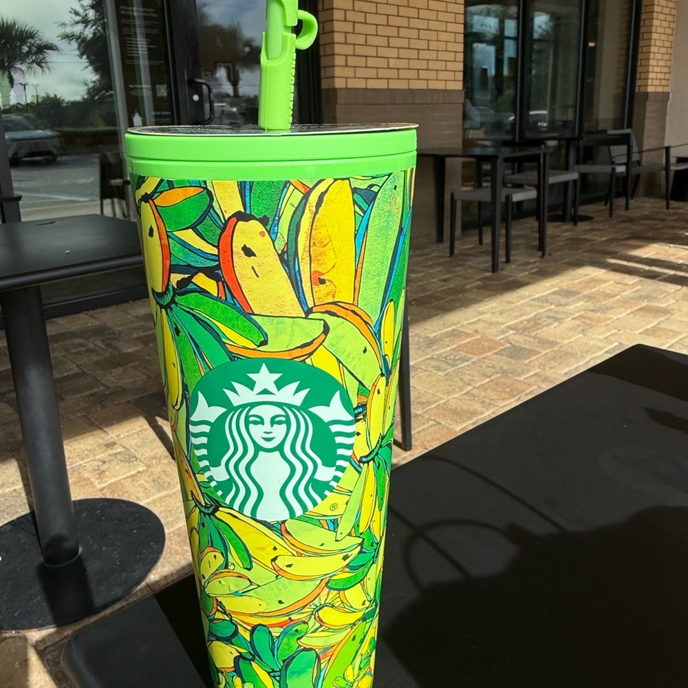 Starbucks + Farm Rio Banana Leaf Tumbler with Green Lid